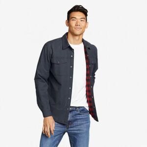 NWOT Eddie Bauer Men's Bluish Gray Storm Voyager Fleece-Lined Jacket, Large